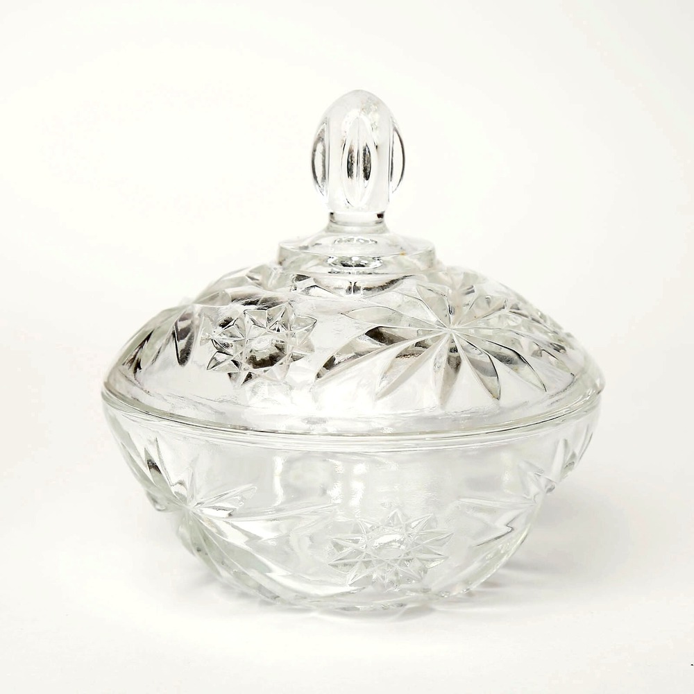 VTG Vintage Anchor Hocking Star of David Starburst Candy Dish and Lid